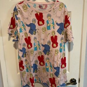 Golden Girls Print Tee Dress in Light Pink